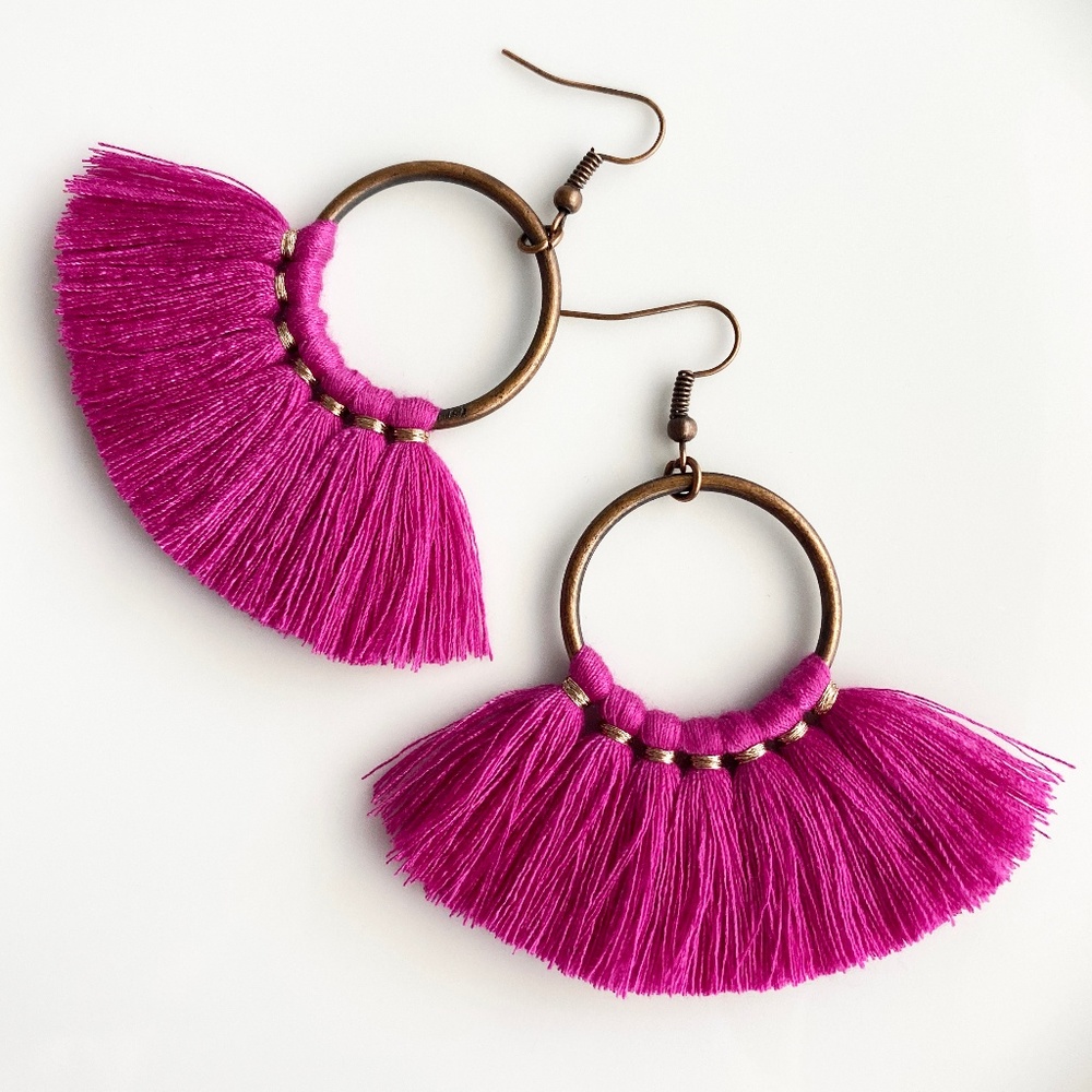 NEW "Bridget" Tassel Earrings (Fuchsia)